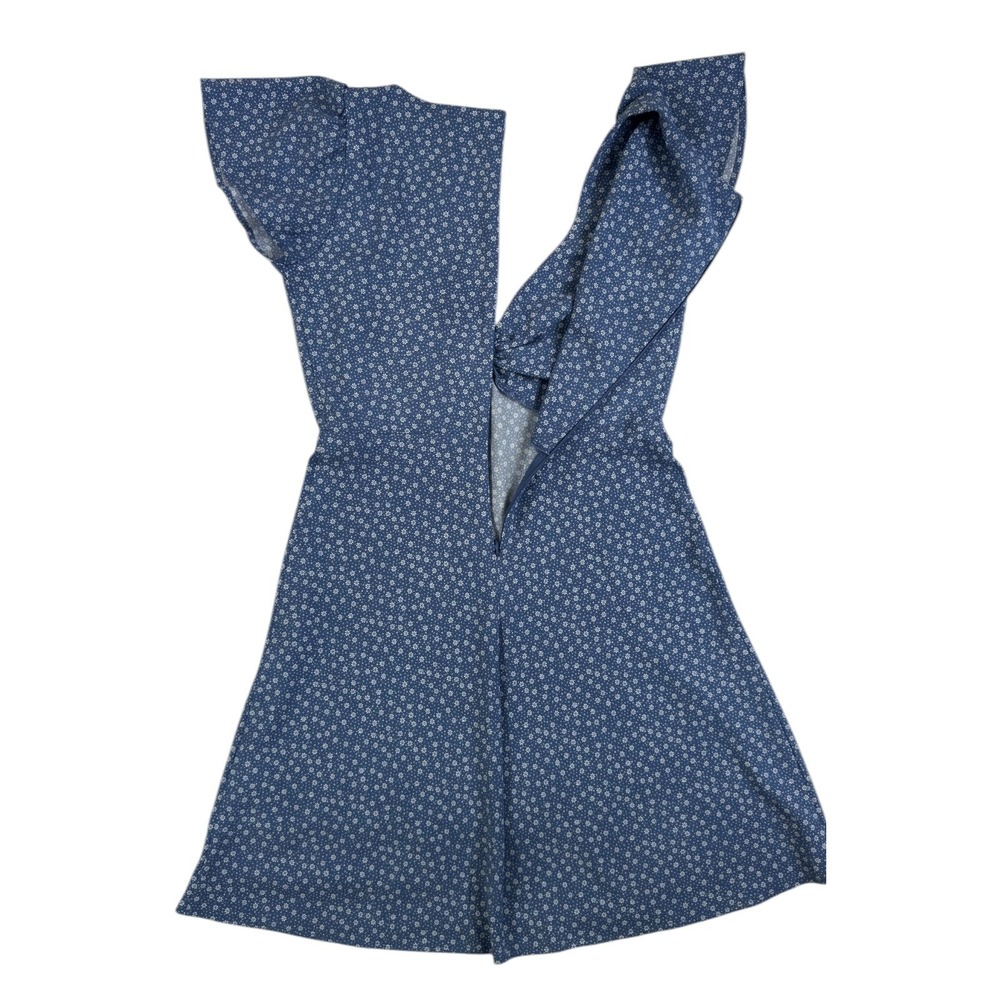 Levi's Floral Mini Sun Dress S Blue Flutter Sleeve Beth Dutton Westerncore 90s - Picture 5 of 9